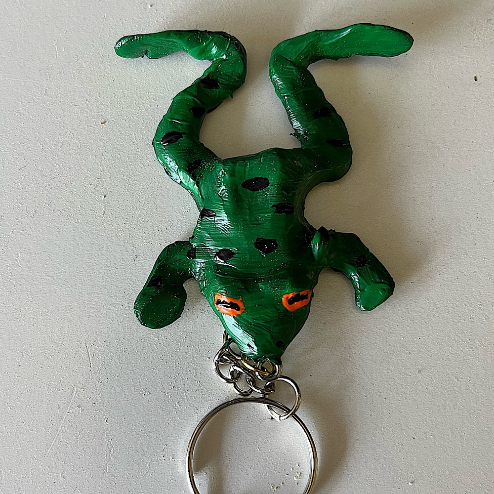 SOLD HANDMADE polymer clay and acrylic frog keychain